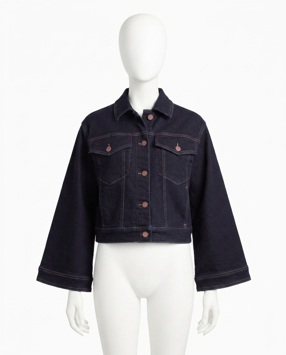 NEW NICOLE MILLER lenox hill bell sleeve crop jacket in dark blue